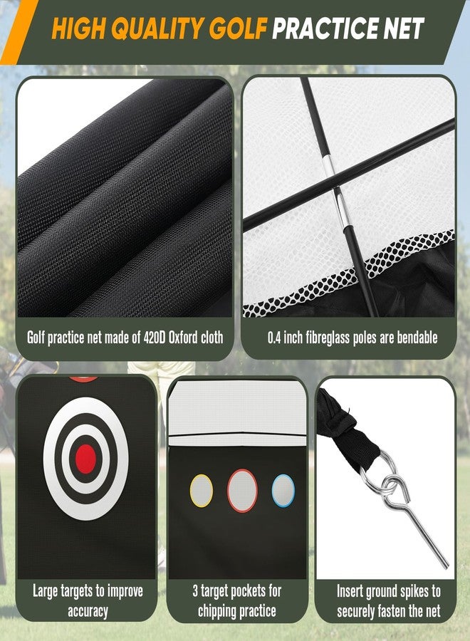 KAKO 10x7Ft Golf Practice Net, Golf Net for Backyard Driving Real GolfBalls, All in 1 Golf Hitting Nets with Tri-Turf Mat, Impact Target, 10 Balls, 7 Tees, 2 Rubber Tees, Carry Bag - Image 4