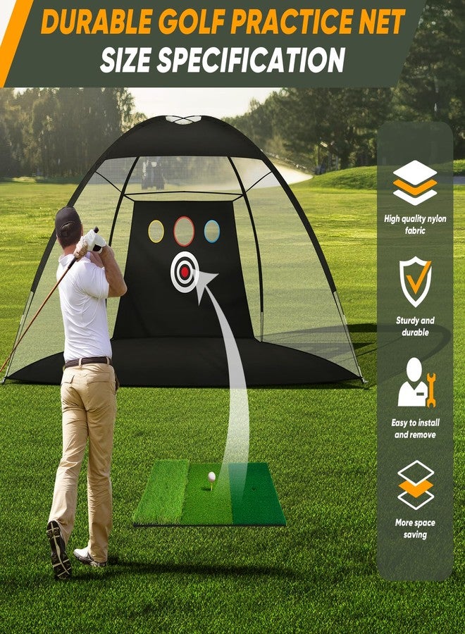 KAKO 10x7Ft Golf Practice Net, Golf Net for Backyard Driving Real GolfBalls, All in 1 Golf Hitting Nets with Tri-Turf Mat, Impact Target, 10 Balls, 7 Tees, 2 Rubber Tees, Carry Bag - Image 2