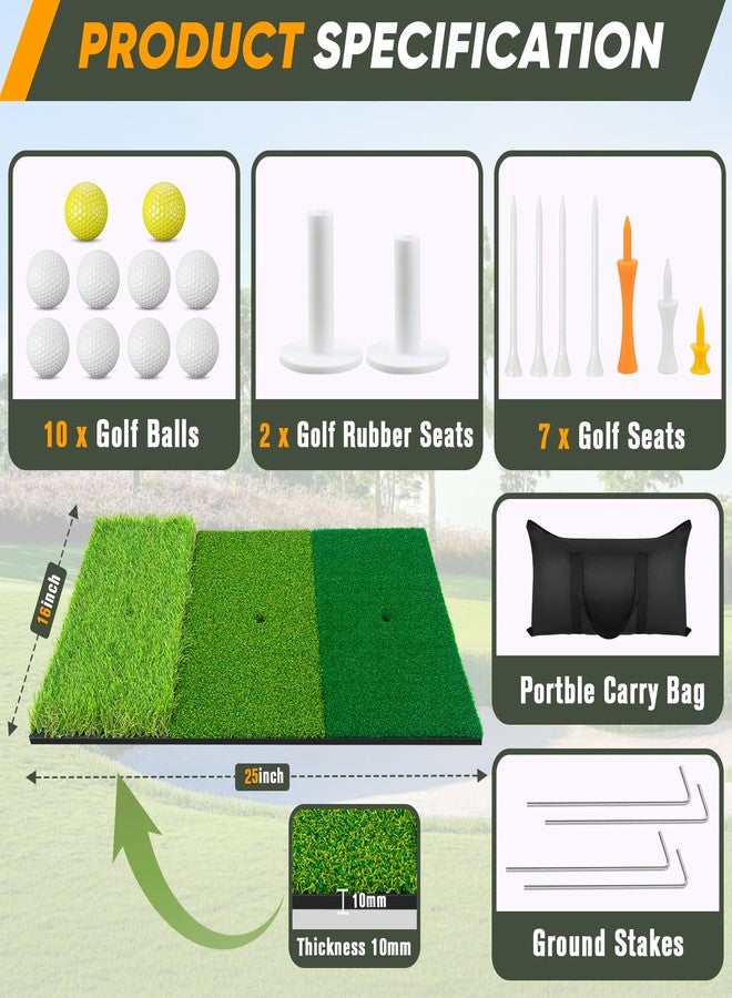 KAKO 10x7Ft Golf Practice Net, Golf Net for Backyard Driving Real GolfBalls, All in 1 Golf Hitting Nets with Tri-Turf Mat, Impact Target, 10 Balls, 7 Tees, 2 Rubber Tees, Carry Bag - Image 5
