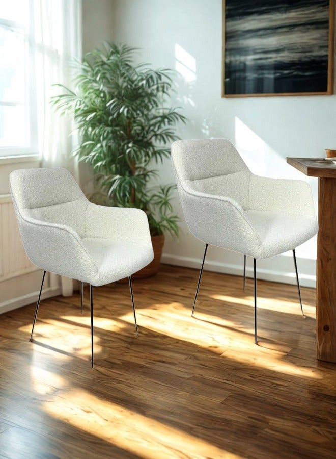 SMART HOME Modern Comfortable Padded Chair For The Living Room, Luxurious Dining Chair With A Modern And Comfortable Design - High-Quality Fabric Upholstery In Beige Color - Durable Metal Legs In Black - Ideal For Dining Rooms, Restaurants And Cafes  - Image 5
