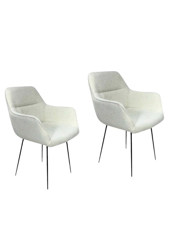 SMART HOME Modern Comfortable Padded Chair For The Living Room, Luxurious Dining Chair With A Modern And Comfortable Design - High-Quality Fabric Upholstery In Beige Color - Durable Metal Legs In Black - Ideal For Dining Rooms, Restaurants And Cafes  - Image 4