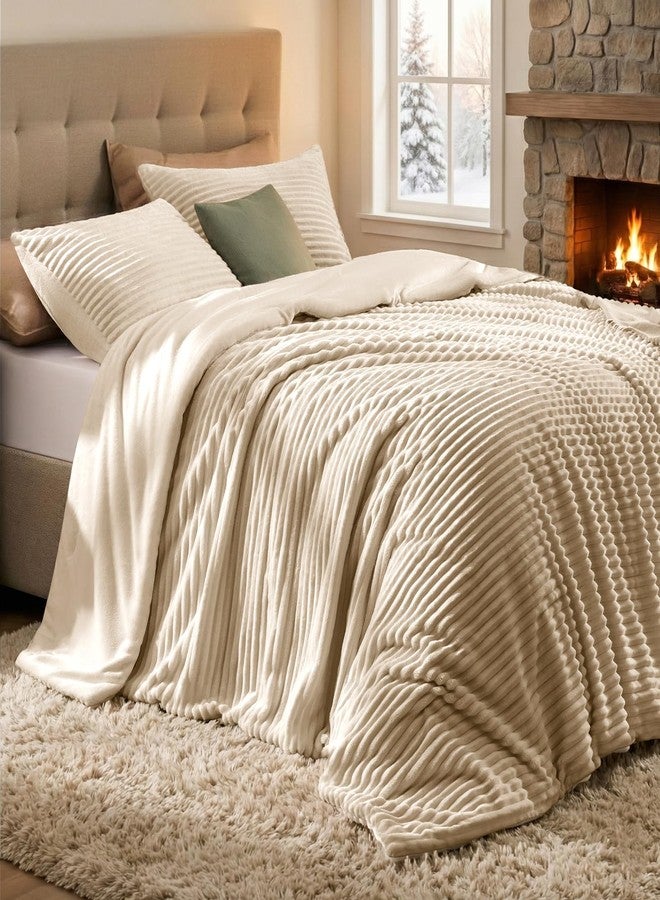 Quataly Fluffy King Comforter Set 3 Pieces - Soft & Fuzzy Linen Comforters King Size for Winter Fleece Bedding Set,1 Luxury Down Alternative Comforter with 2 Pillow Shams - Image 1