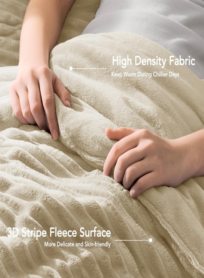 Quataly Fluffy King Comforter Set 3 Pieces - Soft & Fuzzy Linen Comforters King Size for Winter Fleece Bedding Set,1 Luxury Down Alternative Comforter with 2 Pillow Shams - Image 4