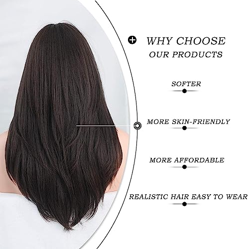 ASSU Hair Wig Long Synthetic Wig for Women, 26 Inches with Centre Parting, Natural Looking + 02 Wig Cap Free (Black) - Image 3