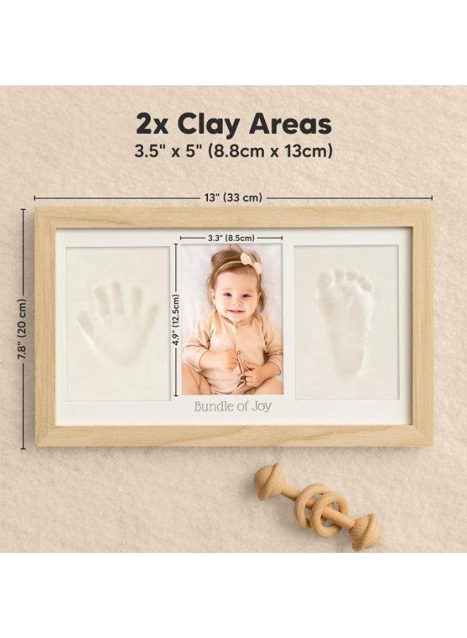 Baby Hand and Footprint Kit - Baby Footprint Kit, Newborn Keepsake Frame, Baby Handprint Kit, Personalized Baby Gifts, Nursery Decor, Baby Shower Gifts for Girls Boys (Ash Wood) | Quick Dry Handprint and Footprints, Newborn Nursery Picture Frame, Personalized New Mom Gifts for Baby First Christmas Shower - Image 2
