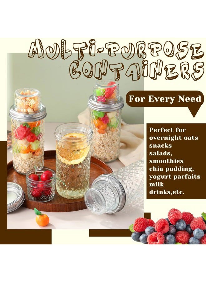 Vesici 4 Pack 24 oz Overnight Oats Containers with Lids Dual-laryer Chia Pudding Jars with Dry and Wet Separation Overnight Oats Containers Yogurt Parfait Cups Meal Prep Glass Jars for Oatmeal Nut - Image 3