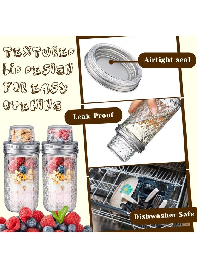 Vesici 4 Pack 24 oz Overnight Oats Containers with Lids Dual-laryer Chia Pudding Jars with Dry and Wet Separation Overnight Oats Containers Yogurt Parfait Cups Meal Prep Glass Jars for Oatmeal Nut - Image 5