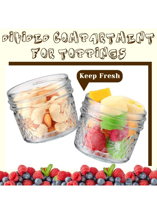 Vesici 4 Pack 24 oz Overnight Oats Containers with Lids Dual-laryer Chia Pudding Jars with Dry and Wet Separation Overnight Oats Containers Yogurt Parfait Cups Meal Prep Glass Jars for Oatmeal Nut - Image 4
