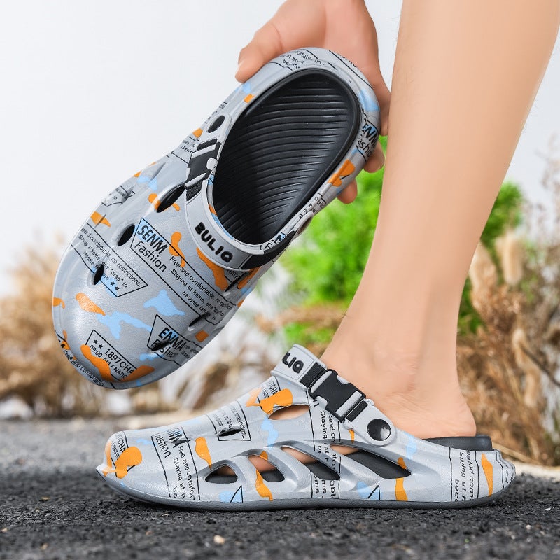 Parent-Child Style Clogs, Summer Couple'S Outdoor Printed Thick-Soled Non-Slip Beach Sandals, Casual Versatile Slippers For Men And Women - Image 5