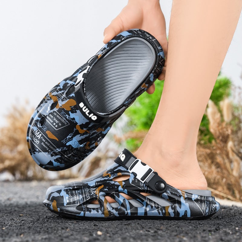 Parent-Child Style Clogs, Summer Couple'S Outdoor Printed Thick-Soled Non-Slip Beach Sandals, Casual Versatile Slippers For Men And Women - Image 4