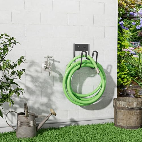 Josmimic Black Metal Garden Hose Holder - Wall Mounted Water Hose Holder - Hose Hanger Heavy Duty for Water Hose Extension Cords Vacuum Hose - Image 2
