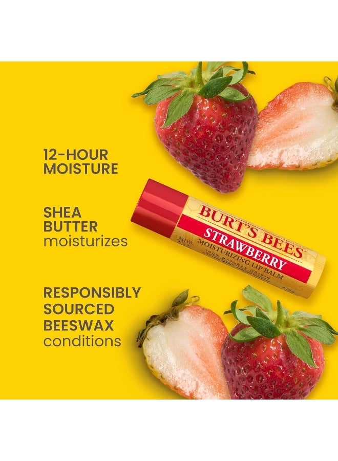Burt's Bees بلسم الشفاه المرطب من بيرتس بيز 100% من أصل طبيعي، بنكهة الفراولة مع شمع العسل ومستخلصات الفاكهة - Image 2