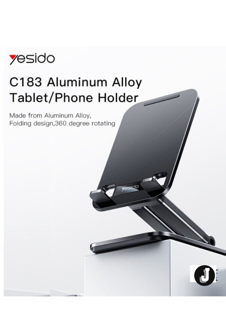 JAJEEK Premium Foldable Aluminum Alloy Desktop & Tablet Stand - Adjustable Mobile Phone Holder for Desk, Portable and Space-Saving - Image 2