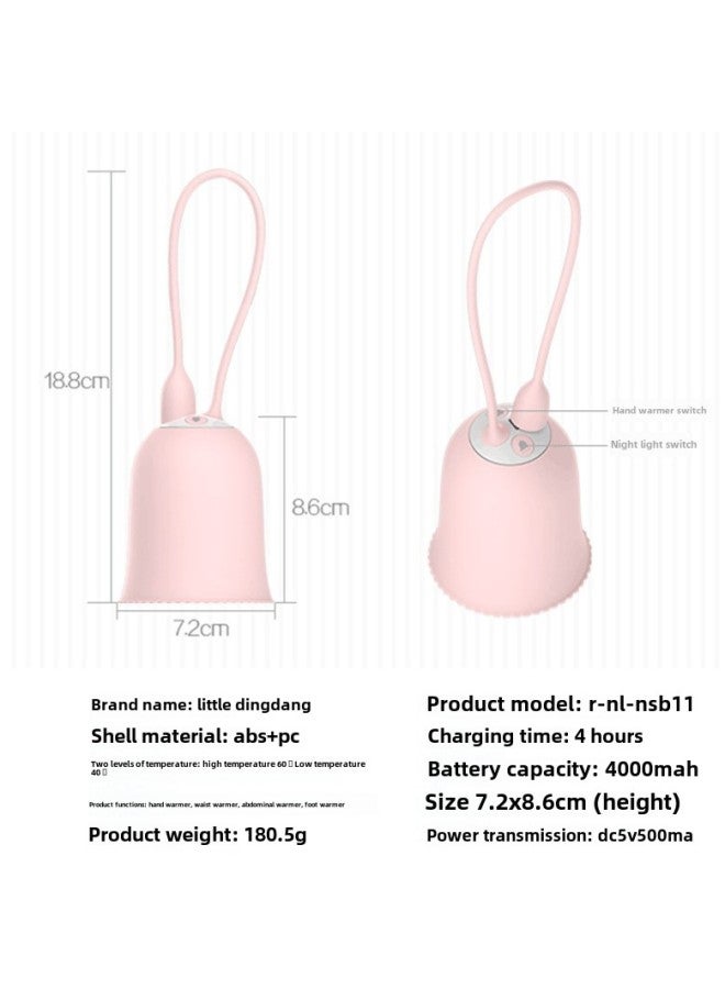 Mini Nightlight Jingle Hand Warmer USB Multifunctional Temperature Control Explosion-proof Mobile Power Jingle Hand Warmer-Color:Pink - Image 5