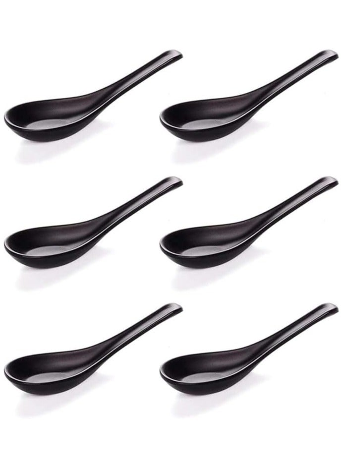 Melamine 6 Piece Chinese Soup Spoon Set | Unbreakable Soup Spoons | Ramen Soup Spoons and Asian Won Tone Soup Spoons | Melamine Spoon - Image 1
