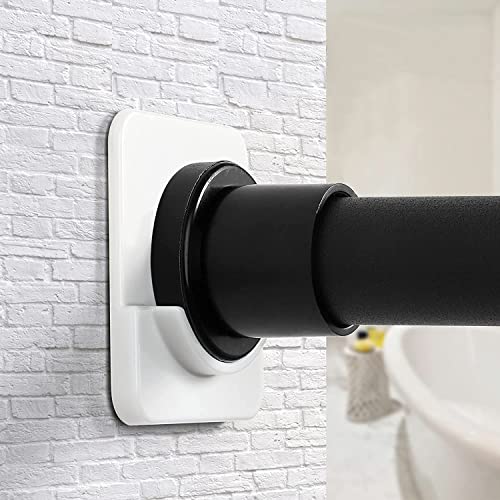 ICERO Adhesive Shower Curtain Rod Holder | No Drilling, Sticking them up Or Easy places to drill for a fixture | Strong Hold | 2 Pack, White (Rod Not Included) - Image 1