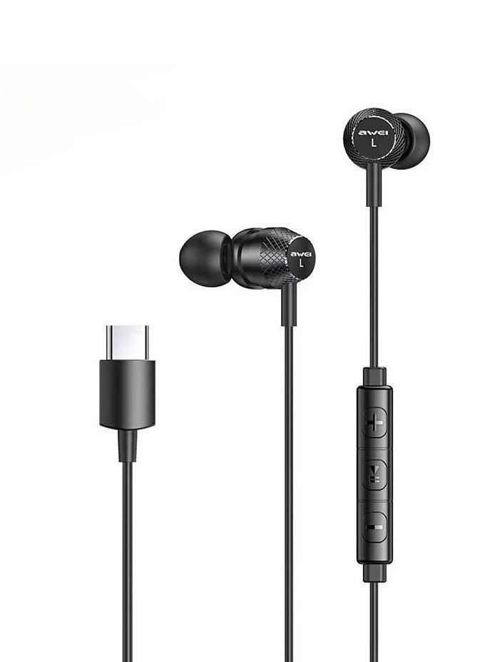 AWEI-TC-5-Magnetic Wired in-ear headphones 1.2 m-Hi-Fi stereo sound-high-quality bass-Built-in microphone-Noise isolation-3 earphone sizes-Type-C input-Elegant design with the highest quality - Image 5