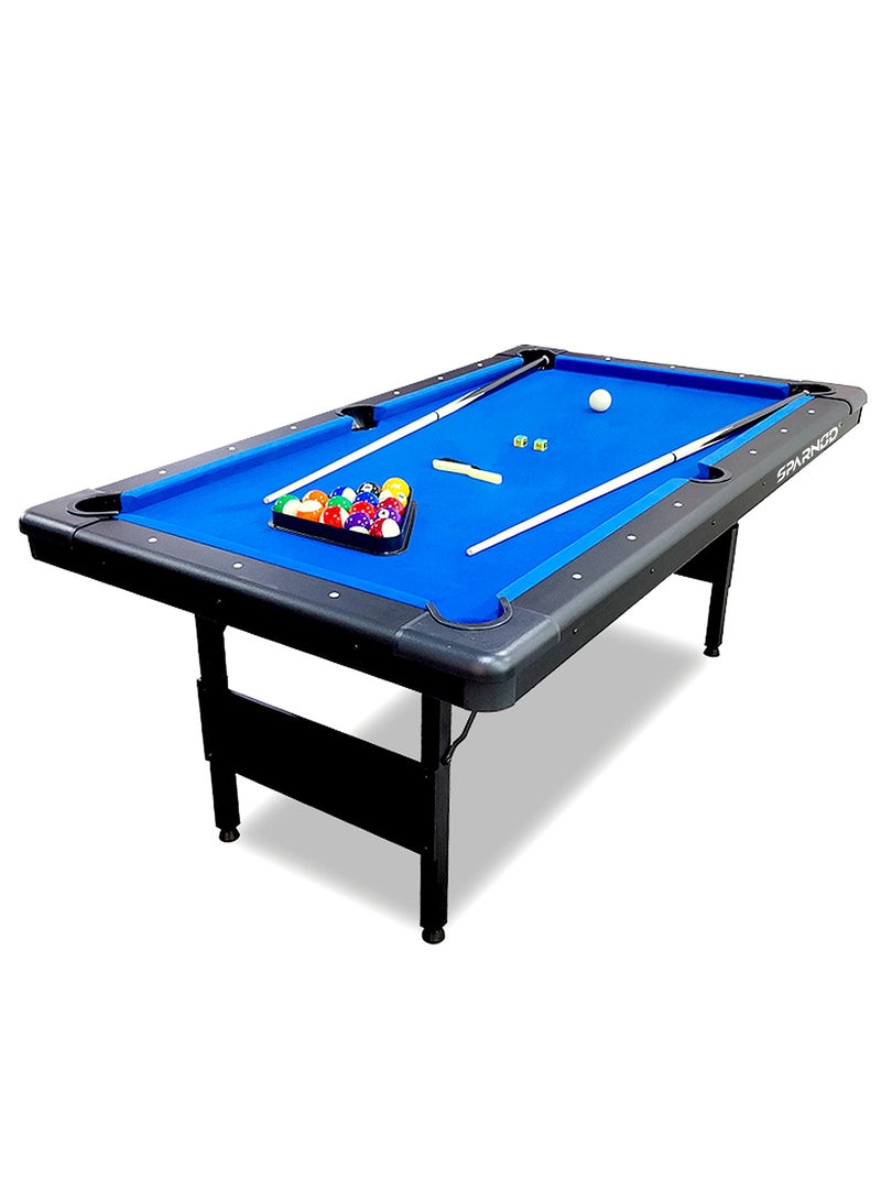 Sparnod Fitness Spt-60 Foldable Billiard Pool Table 6Ft With Accessories  Includes Cues, 2 Sets Of Balls, Chalk ,Triangle, Brush No Assembly Required  Ideal For Home & Game Rooms - Image 1