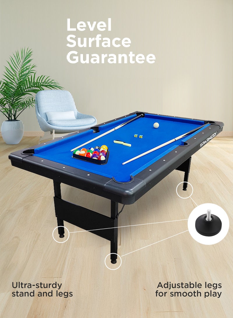 Sparnod Fitness Spt-60 Foldable Billiard Pool Table 6Ft With Accessories  Includes Cues, 2 Sets Of Balls, Chalk ,Triangle, Brush No Assembly Required  Ideal For Home & Game Rooms - Image 4