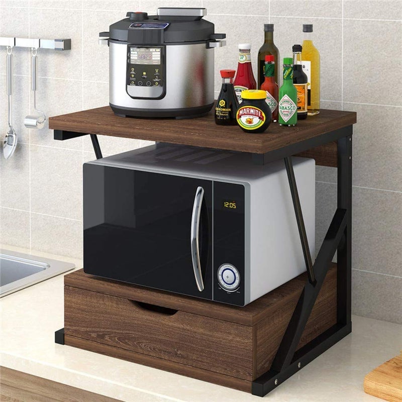 INDIAN DECOR INDIAN DECOR Metal Microwave Stand Standard Brown  - Image 1