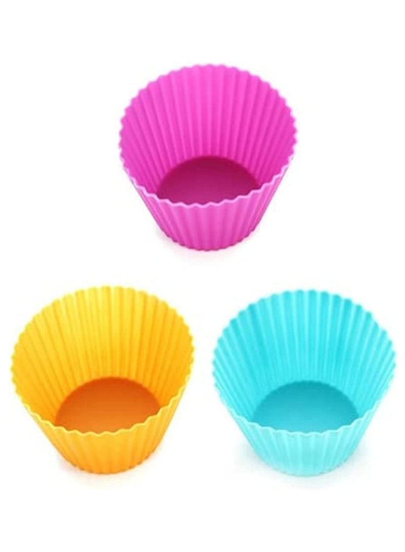 UREVO Silicone Non-Stick Cupcake Muffin Baking Cups Multicolored Chocolate Liners 24 Pack for Everyday Use Home Baking and Party Decor - Image 2