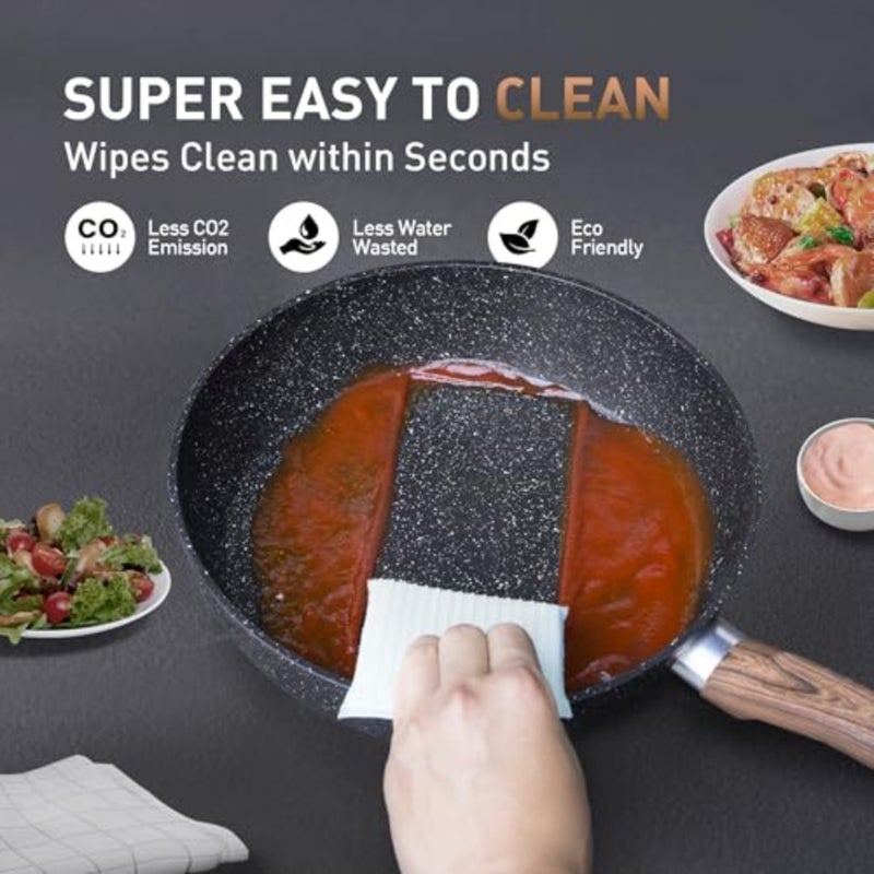 Kitchen Academy 12 Pieces Nonstick Pots and Pans Set, Induction Cooking Pan Set, Non Stick Saucepan Set, Frying Pan Set Black - Image 4