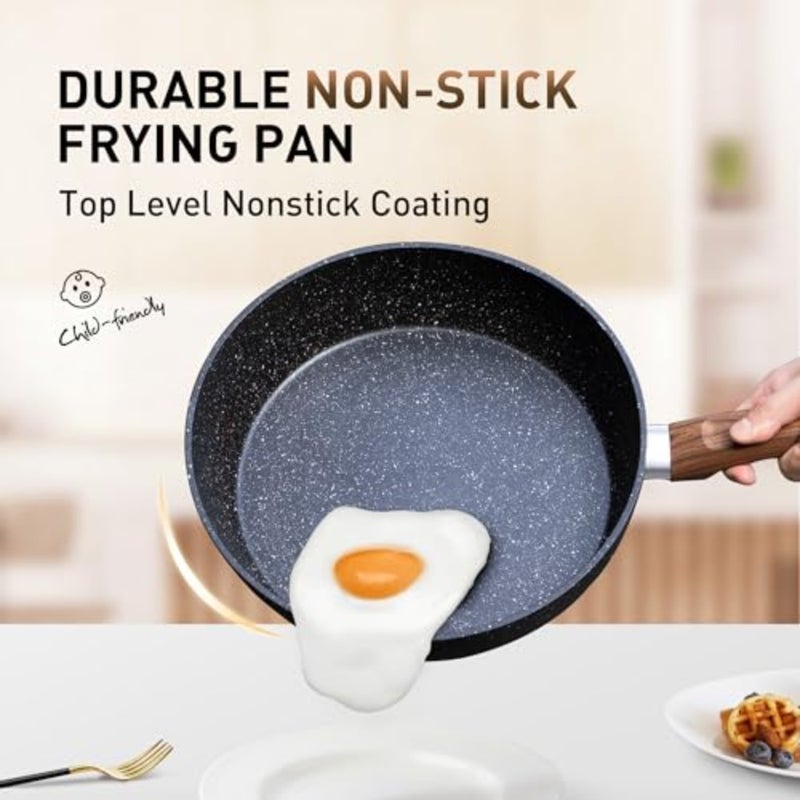 Kitchen Academy 12 Pieces Nonstick Pots and Pans Set, Induction Cooking Pan Set, Non Stick Saucepan Set, Frying Pan Set Black - Image 3