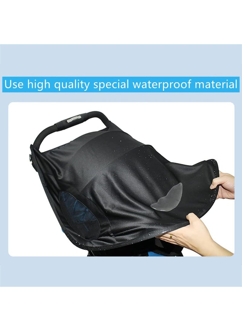 SYOSI Baby Pram Sun Shade Cover, Universal Stroller Sunshade Cover Anti-UV, Portable Baby Stroller Awning Pushchair Sun Canopy Windproof Waterproof with Arched Hard Support (Black) - Image 2