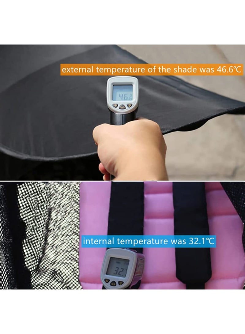 SYOSI Baby Pram Sun Shade Cover, Universal Stroller Sunshade Cover Anti-UV, Portable Baby Stroller Awning Pushchair Sun Canopy Windproof Waterproof with Arched Hard Support (Black) - Image 5