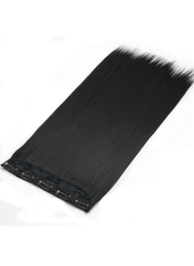 BeatStock Natural Straight Hair Extensions In Synthetic Fiber For Women And Girls In 24 Inch5 Clips Head In 1 Piece Increase Hair Length And Volume (Black)  - Image 3