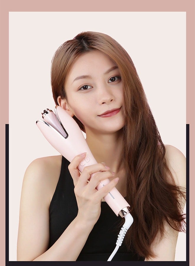 Captaintech Automatic Curling Iron,Anion Hair Care Fast Heating,Ceramic Rotating Barrel,Anti-Scald and Anti-Hair Jam,Automatic Shut-Off,Suitable for Weddings/Parties/Outdoor Travel(Pink) - Image 2