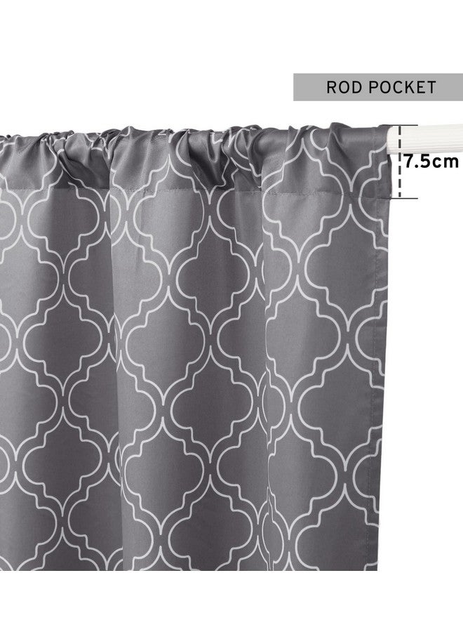 ستائر نافذة Encasa XO مطبوعة + سادة مع رباط خلفي (7 أقدام، مجموعة Trellis Grey) عبوة من 3 قطع - Image 2