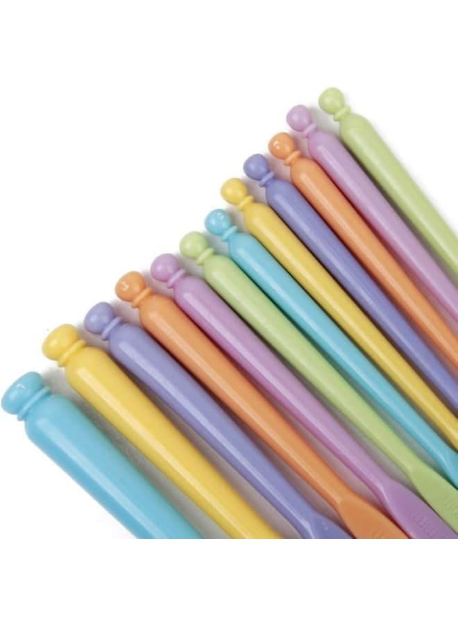 12Pcs Plastic Ergonomic Crochet Hook Set Colour Handle Large-Eye Blunt Needles Weaving Tools Kit Sewing Needles Craft - Image 2