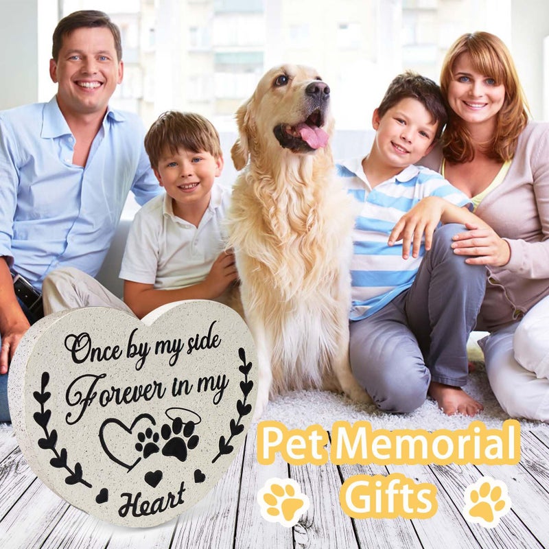 DUMING-IN Pet Memorial Stones for Dogs, Garden Resin Dog Memorial Gifts for Loss of Dog, Heart-Shaped Loss of Dog Sympathy Gift, Once by My Side Forever in My Heart Dogs Memorial Stones - Image 2