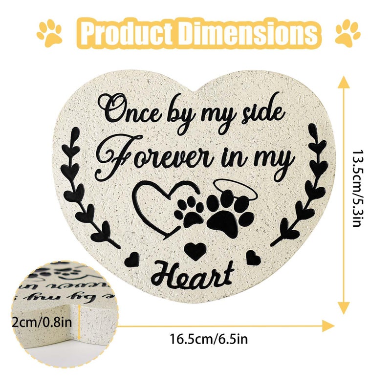 DUMING-IN Pet Memorial Stones for Dogs, Garden Resin Dog Memorial Gifts for Loss of Dog, Heart-Shaped Loss of Dog Sympathy Gift, Once by My Side Forever in My Heart Dogs Memorial Stones - Image 3