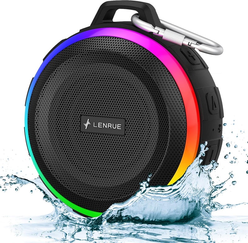 Kunodi Bluetooth Shower Speaker with IPX7 Waterproof, Portable wireless speaker with Dynamic Lights, 5W Clear Sound, True Wireless Stereo, Clip Portable for Pool Beach Boat Kayak Float Golf - Image 1
