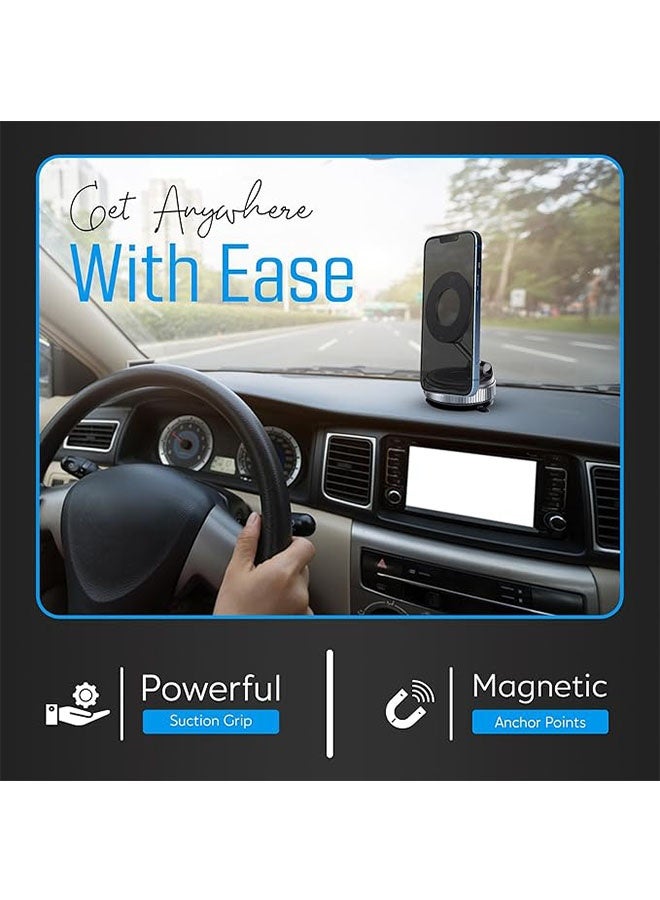 Magnetic Car Phone Holder with 360° Rotating, Vacuum Strong Suction Car Phone Mount, Universal Car Phone Mount Compatibility for Smartphones, Black - Image 2