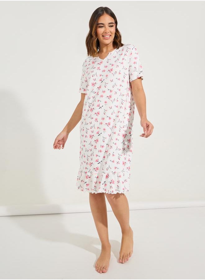 Khizana Ruffle Hem Night Dress for Women | Best Price KSA