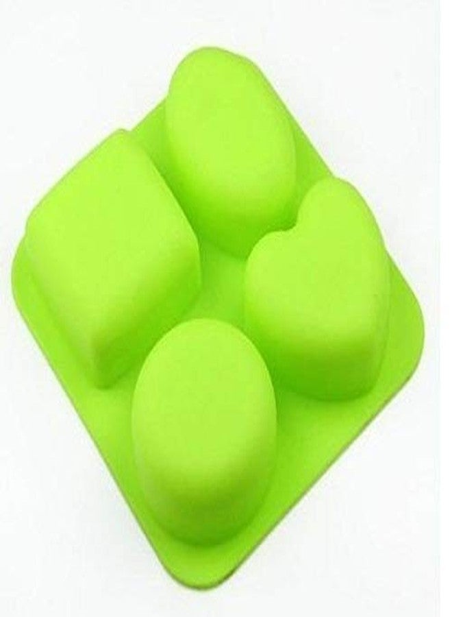 LEAWALL 4 Cavity Circle Square Oval Heart 4 in 1 Shape Silicone molds/Mould for Chocolate Cake soap 100 Gram Random Color - Image 3