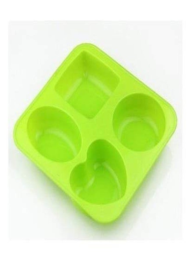 LEAWALL 4 Cavity Circle Square Oval Heart 4 in 1 Shape Silicone molds/Mould for Chocolate Cake soap 100 Gram Random Color - Image 4