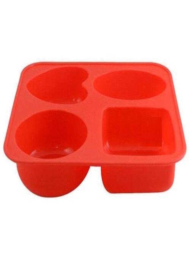 LEAWALL 4 Cavity Circle Square Oval Heart 4 in 1 Shape Silicone molds/Mould for Chocolate Cake soap 100 Gram Random Color - Image 2