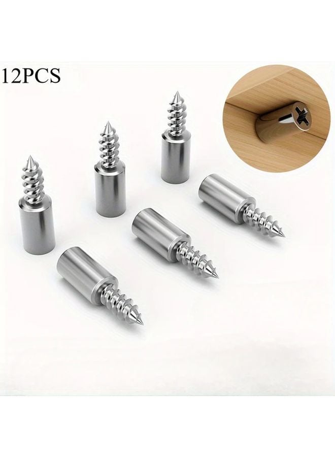12pcs Shelf Support Pegs Self Tapping Screws For Kitchen Cabinet Bookcase Closet - Image 1