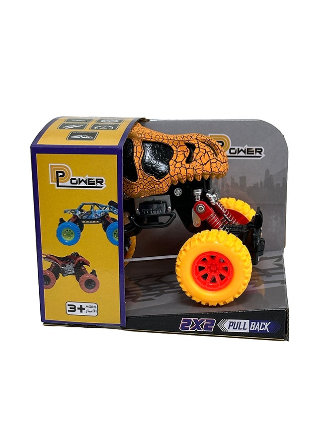 D-Power - PullBack Dino Stunt Truck, Orange| No Batteries Needed, Fun for All Ages | 3+ - Image 1