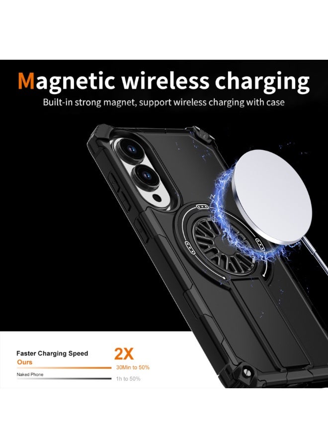 general Magnetic Case for Galaxy S25 Edge, Built-in Stand [Compatible with Mag-Safe] Shockproof Protective Cover Case for Samsung Galaxy S25 Edge - Image 2
