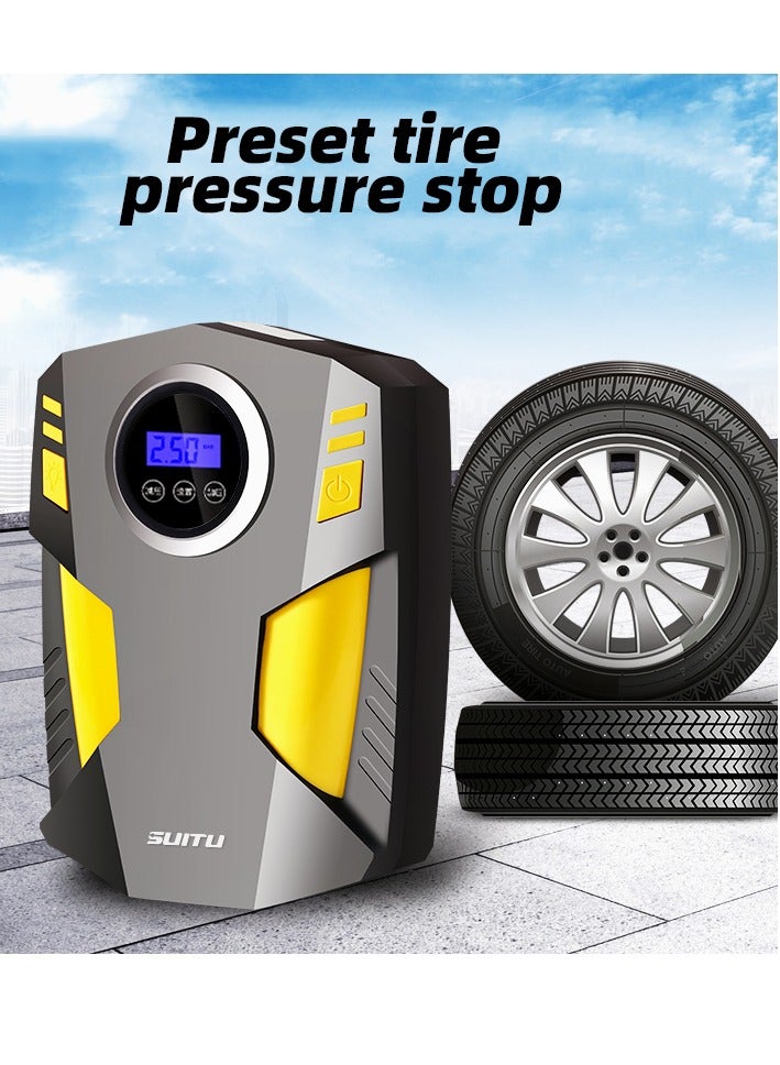 SUITU Digital Car Tyre Inflator Air Compressor with Auto Stop and LED Light 12V Fast Portable Air Pump for Car Bicycle Motorcycle Ball Air Mattress - Image 1