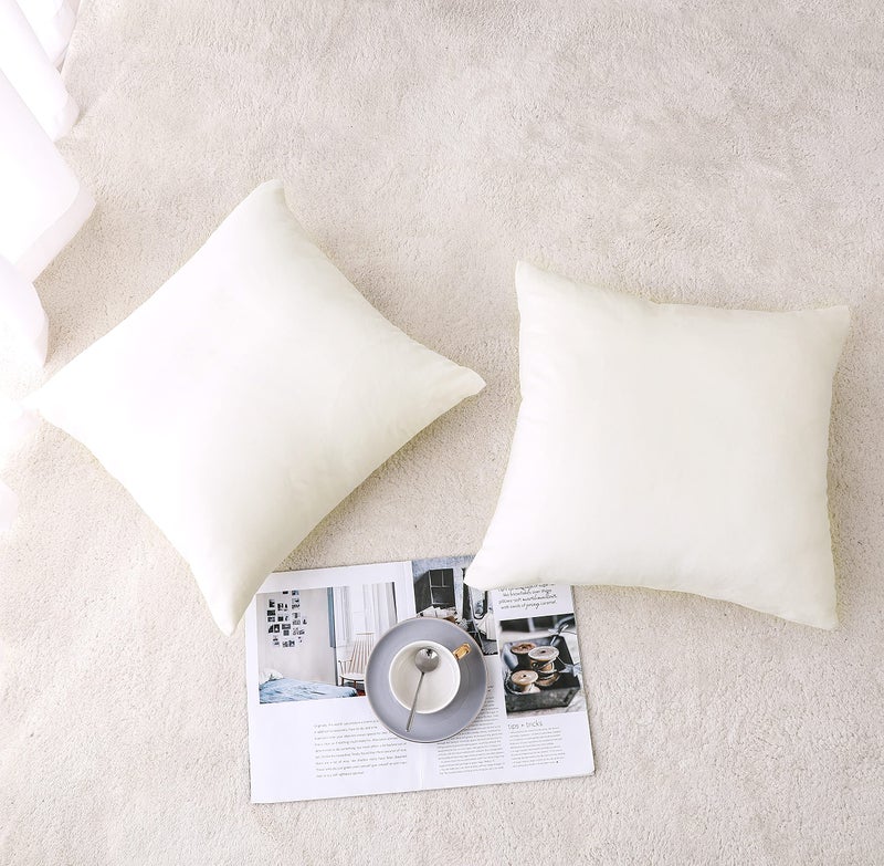 NiNi ALL Decorative Throw Pillow Covers Velvet Soft for Couch Sofa Bedroom Living Roomg Outdoor Pack of 2 20x20 Inch Cream White - Image 2