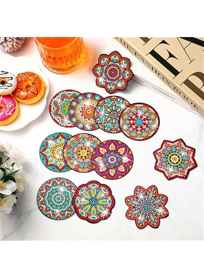 Arabest 12 Pieces Refrigerator Diamond Painting Magnet Set Easy DIY Magnetic Sticker Kit for Adults - Vintage Mandala Home Decor - Image 2