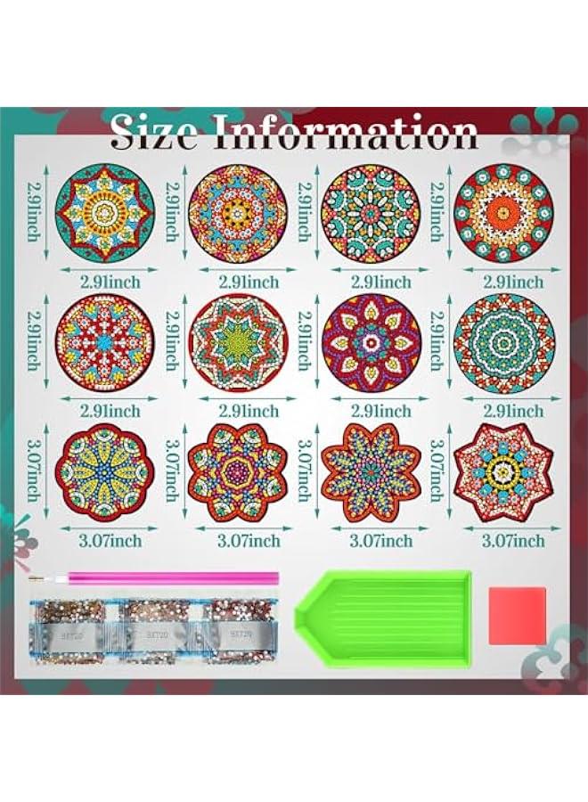 Arabest 12 Pieces Refrigerator Diamond Painting Magnet Set Easy DIY Magnetic Sticker Kit for Adults - Vintage Mandala Home Decor - Image 4