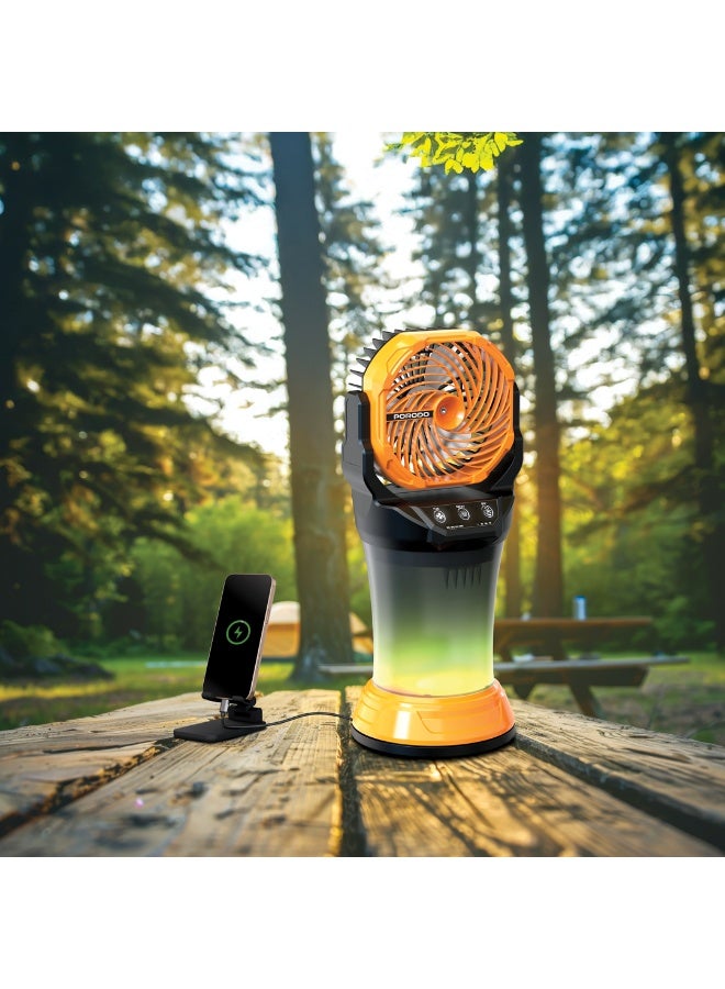 بورودو مروحة رذاذ لاسلكية محمولة FreshPulse بسعة كبيرة 2 لتر ووظيفة بنك الطاقة 15000 مللي أمبير في الساعة / إضاءة RGB / مستويات سرعة قابلة للتعديل / زاوية قابلة للتعديل / رذاذ بارد / جهاز تحكم عن بعد - برتقالي/أسود - Image 4