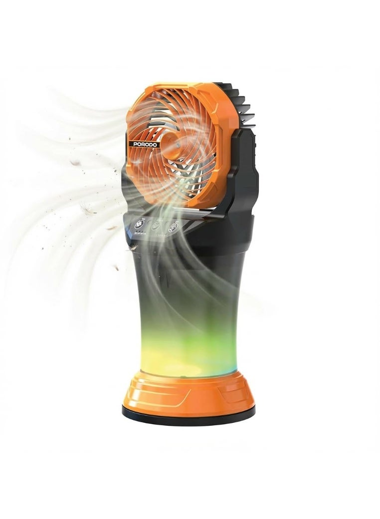 porodo FreshPulse Portable Wireless Misting Fan with 2L Large Capacity & 15000 mAh Power Bank Function / RGB Lighting / Adjustable Speed Levels / Adjustable Angle / Cool Spray / Remote Control - Orange/Black - Image 1